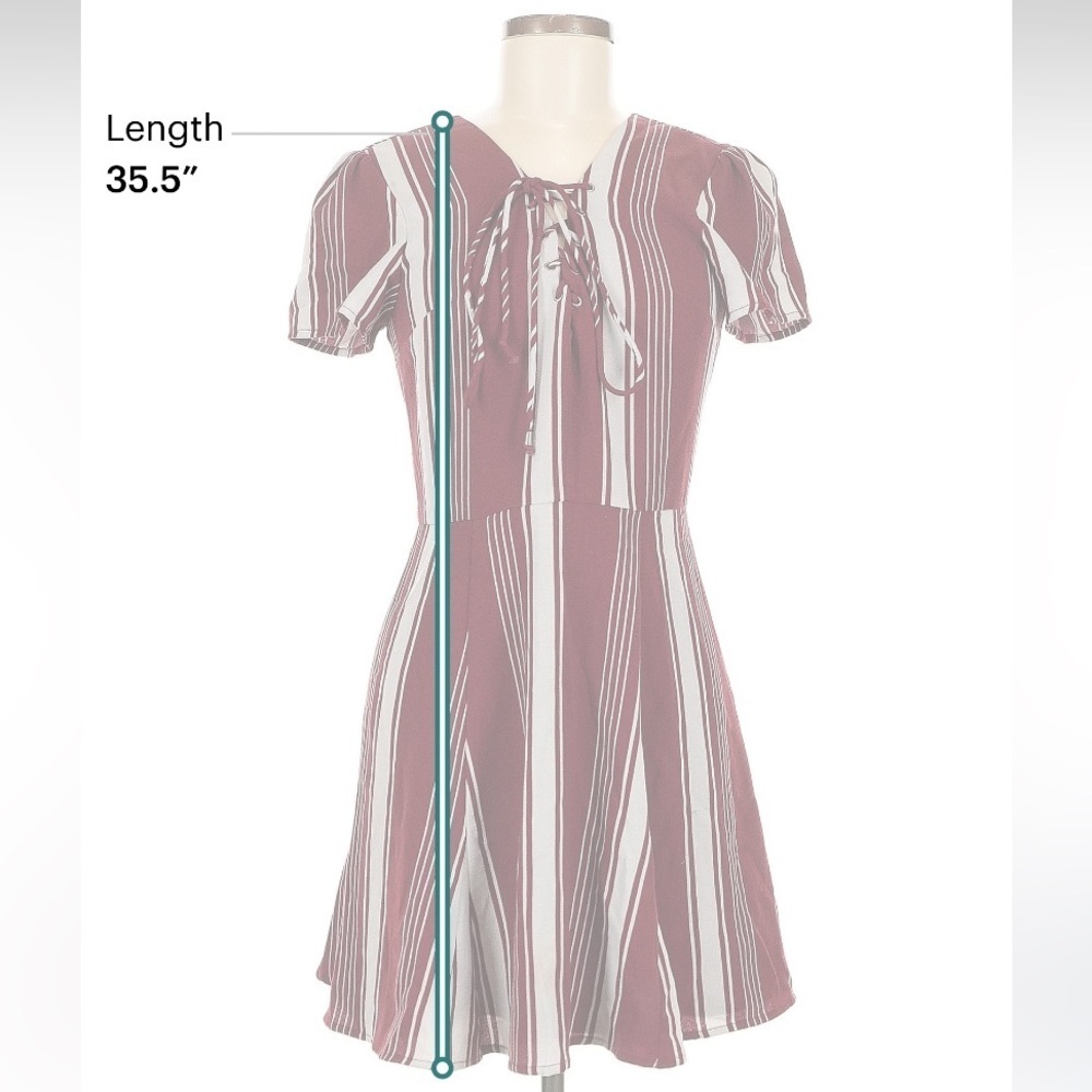Lovers + Friends Compass Stripe Lace-Up Fit & Flare Dress Size Medium - Picture 7 of 8
